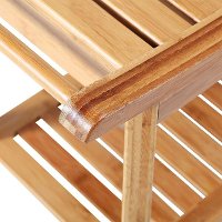 Shower Bench Seat / Shaving Stool with Storage Shelf - Natural Bamboo-3
