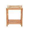 Shower Bench Seat / Shaving Stool with Storage Shelf - Natural Bamboo