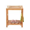 Shower Bench Seat / Shaving Stool with Storage Shelf - Natural Bamboo-2