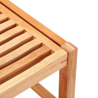 Shower Bench Seat / Shaving Stool with Storage Shelf - Natural Bamboo-3