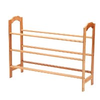 3-Tier Shoe Rack Tower Shelf Storage Organizer - Natural Bamboo