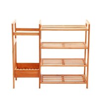 4-Tier Shoe Rack Tower Shelf with Umbrella Stand - Natural Bamboo