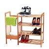 4-Tier Shoe Rack Tower Shelf with Umbrella Stand - Natural Bamboo-2