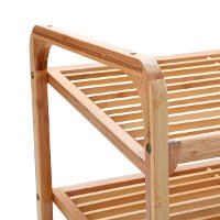 4-Tier Shoe Rack Tower Shelf with Umbrella Stand - Natural Bamboo -3