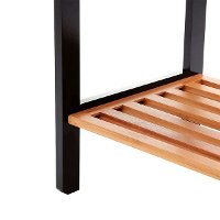 2-Tier Black and Natural Shoe Rack - Natural Bamboo
