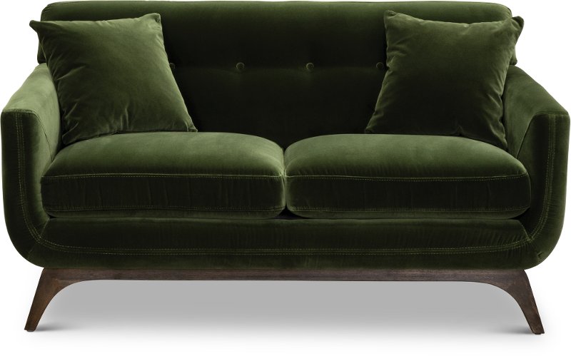 Mid Century Modern Olive Green Loveseat Falkirk