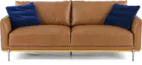 Marseille Mid Century Modern Camel Brown Leather Sofa