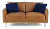 Marseille Mid Century Modern Camel Brown Leather Loveseat