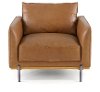 Mid-Century Modern Camel Brown Leather Chair - Marseille