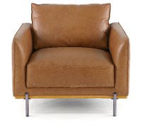Mid-Century Modern Camel Brown Leather Chair - Marseille