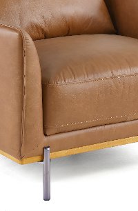 Mid Century Modern Camel Brown Leather Chair - Marseille-2
