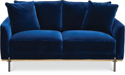 Modern Royal Blue Velvet Loveseat - Marseille