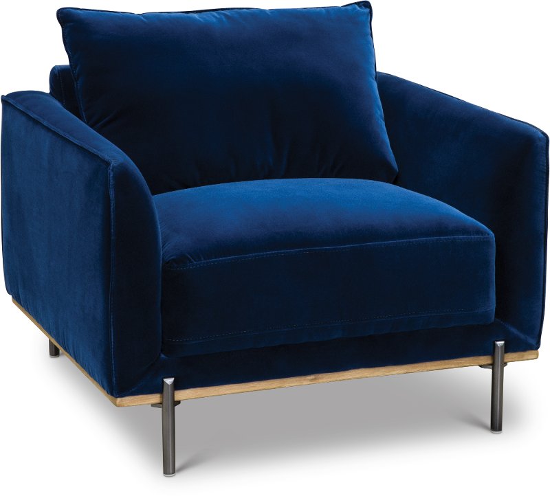 Modern Royal Blue Velvet Chair Marseille RC Willey