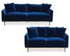 Royal Blue Velvet 2 Piece Living Room Set - Marseille