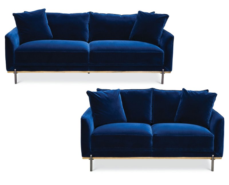 Royal Blue Velvet 2 Piece Living Room Set Mille Rc Willey Royal Blue Velvet 2 Piece Living Room Set Mille Rc Willey Furniture