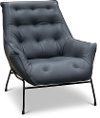 Modern Navy Leather Accent Chair - Marseille