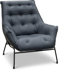 Modern Navy Leather Accent Chair - Marseille
