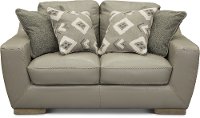 Contemporary Cement Gray Leather Loveseat - Bowie