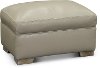 Contemporary Cement Gray Leather Ottoman - Bowie