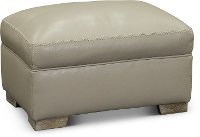 Contemporary Cement Gray Leather Ottoman - Bowie
