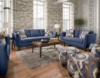 Mid-Century Modern Blue 2 Piece Living Room Set - Patchquilt