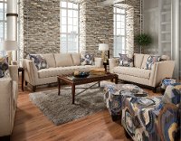 Mid Century Modern Taupe Loveseat - Patchquilt-2