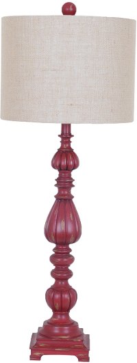 Antique Red Resin Slender Table Lamp - Avaian