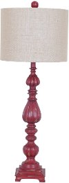 Clearance Antique Red Resin Slender Table Lamp - Avaian