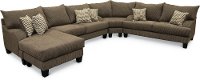 Contemporary Dark Gray 3 Piece Sectional Sofa-Chaise - Laguna