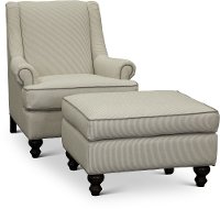 Casual Classic Taupe Stripe Accent Ottoman -2