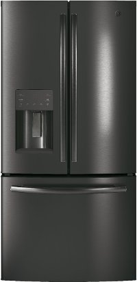 GYE18JBLTS GE French Door Refrigerator - 33 Inch Black Stainless Steel Counter-Depth