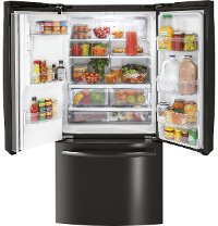 GYE18JBLTS GE French Door Refrigerator - 33 Inch Black Stainless Steel Counter-Depth-2