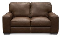 U291-005/10YR/LV Classic Contemporary Brown Leather Loveseat - Luciano