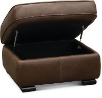 U291-253/10YR/OT Classic Contemporary Brown Leather Storage Ottoman - Luciano