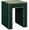 Teal Green Velvet Upholstered Nightstand with Glass Top - Modern