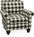 Black Black and White Buffalo Plaid Accent Chair