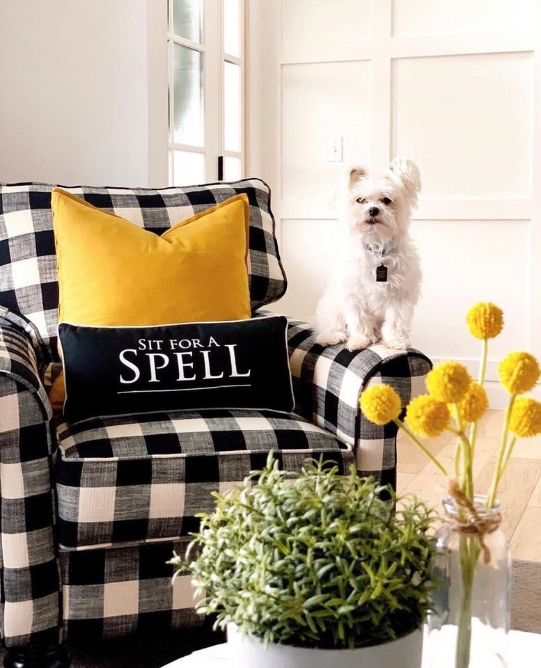 Black and White Buffalo Plaid Accent Chair - Blake-4