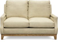 Casual Contemporary Beige Leather Loveseat - Calais