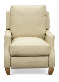 Casual Contemporary Beige Leather Recliner - Calais