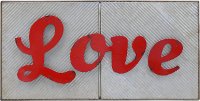 Gray and Red Metal Love Wall Sign