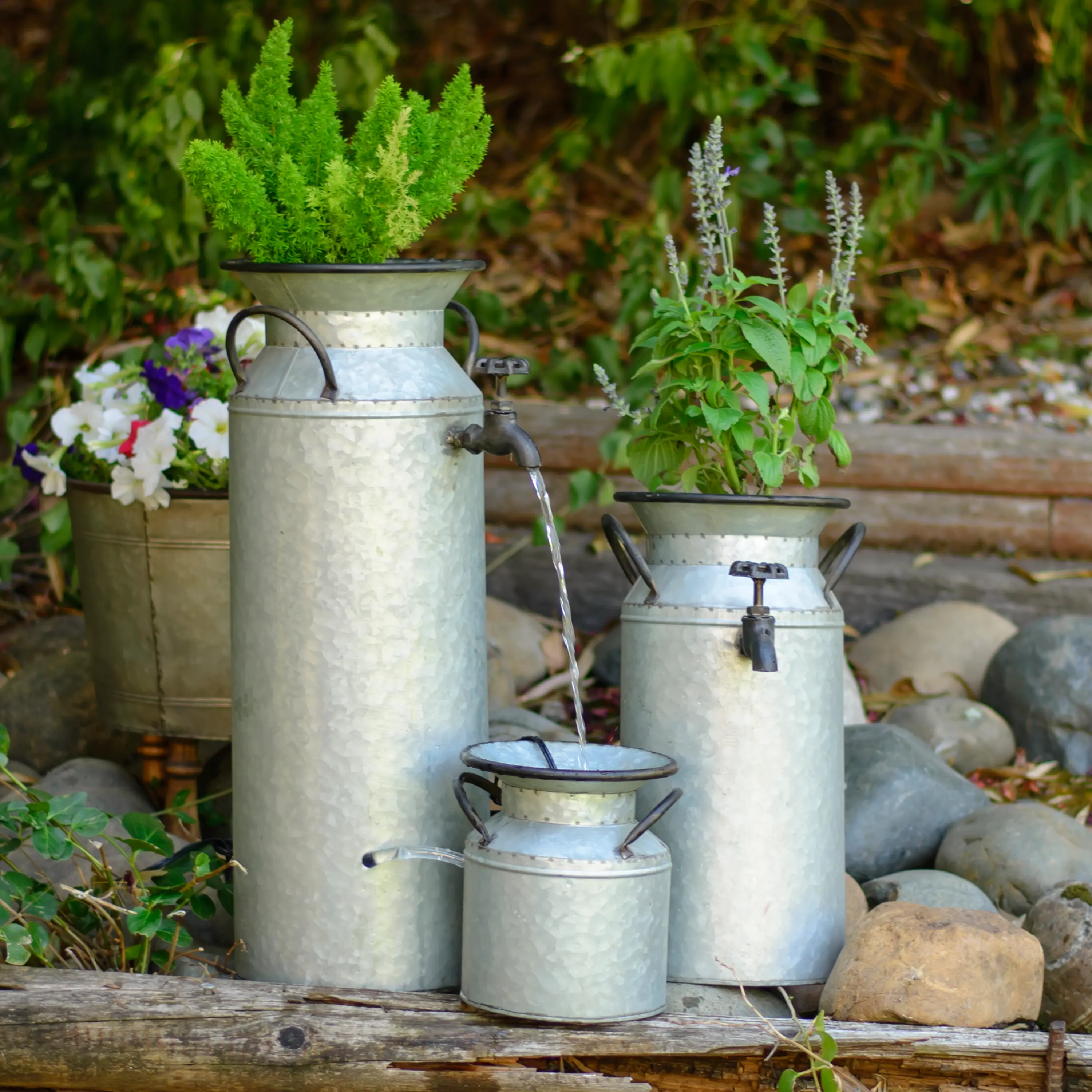 Tall Metal Can Water Feature-2