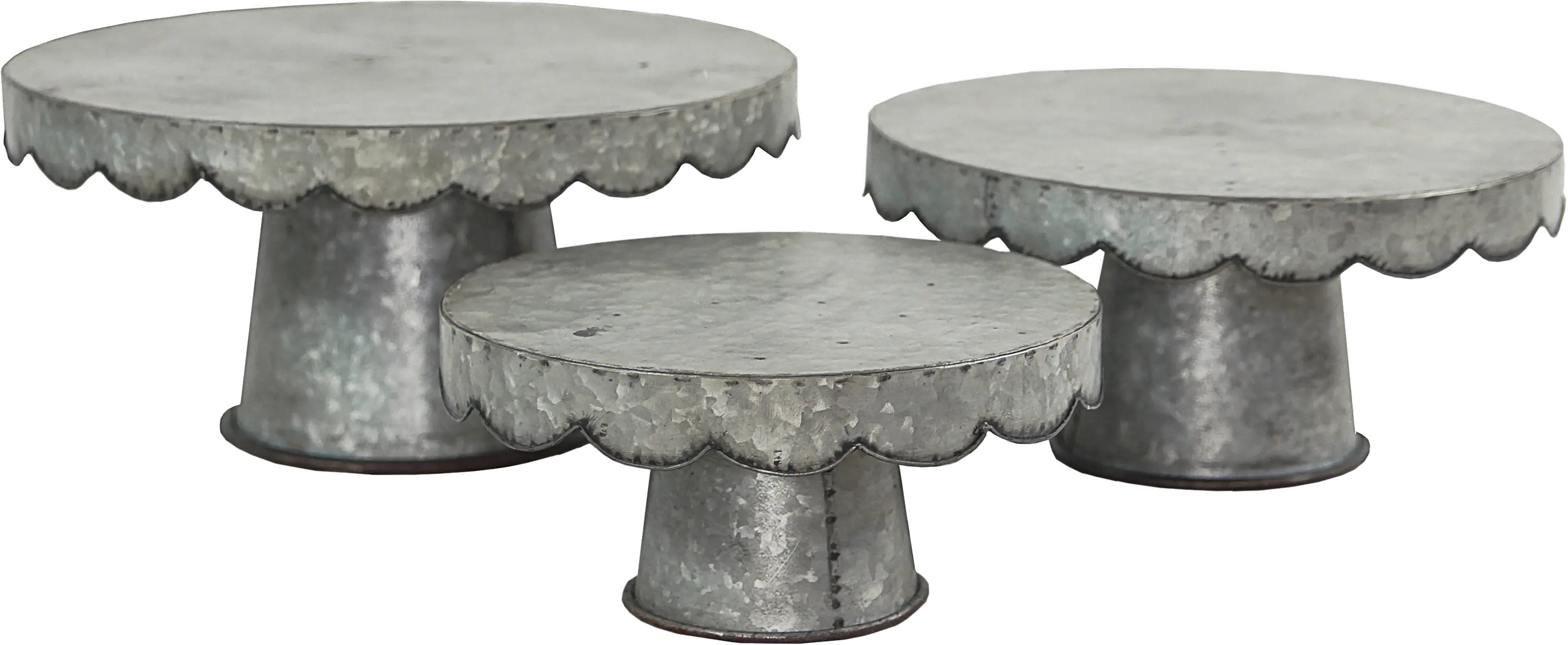 12 Inch Galvanized Metal Scalloped Design Cake Stand-1