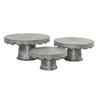 10 Inch Galvanized Metal Scalloped Design Cake Stand