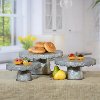 10 Inch Galvanized Metal Scalloped Design Cake Stand-2