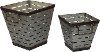 7 Inch Square Metal Olive Bucket with Handles