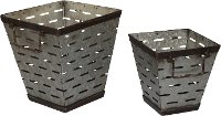 7 Inch Square Metal Olive Bucket with Handles