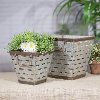 7 Inch Square Metal Olive Bucket with Handles-2