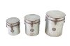 7 Inch Galvanized Metal Lidded Canister with Latch and Handles-2
