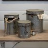 7 Inch Galvanized Metal Lidded Canister with Latch and Handles-3