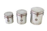 10 Inch Galvanized Metal Lidded Canister and Handles-3